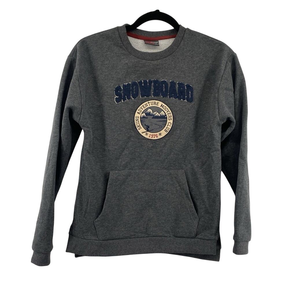 Movers By Alouette Greece Crewneck Pullover Sweatshirt L Snowboard Gray Sz 10